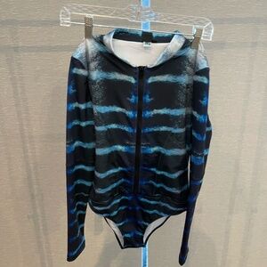 Ningaloo Swimwear one piece wahoo print front zip surf suit